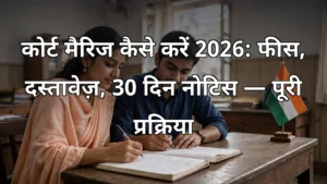 कोर्ट मैरिज कैसे करें 2026: फीस, दस्तावेज़, 30 दिन नोटिस — पूरी प्रक्रिया
