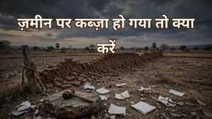 विवादित ज़मीन का प्लॉट और दस्तावेज़ — ज़मीन पर कब्ज़ा हटाने के कानूनी उपाय, पुलिस शिकायत और अदालत की प्रक्रिया